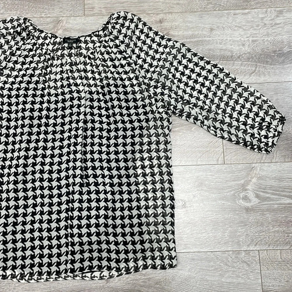 NWT Talbots 100% Silk Houndstooth Blouse with Black Camisole S - Picture 6 of 15